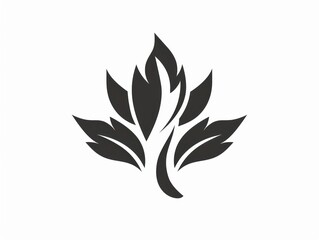 natural health leaf logo design, black and white monochromatic