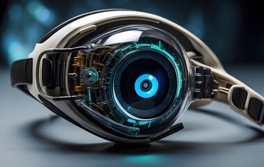 Futuristic Bionic Eye with Digital Health Monitoring Display