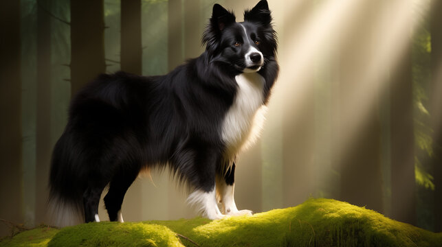Double Exposure of a Border Collie in a forest illustration ~ Created using Generative AI - Powered by Adobe