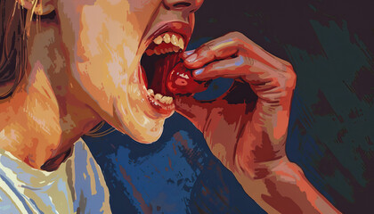 Don't bite the hand that feeds you: An image showing a person being fed by another and then turning to harm or show ingratitude to their helper