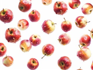 apples flying on a white background