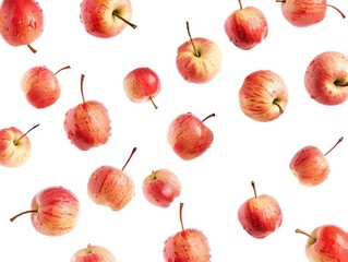 apples flying on a white background