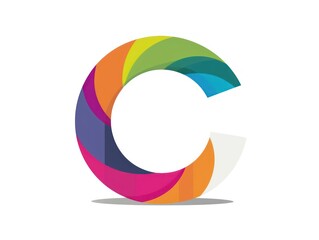 letter C icon color, white background