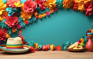 3D Illustration of a Cinco de Mayo Background with Space for Text