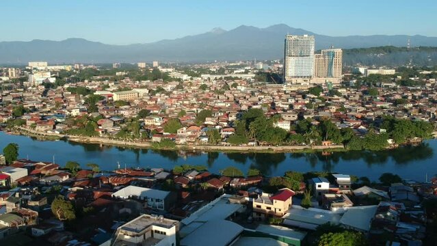 Drone, Aerial Cinematic shots of  Davao City, The capital of Southern Mindanao in the Philippines.