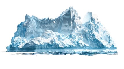 Fototapeta na wymiar massive ice wall floating in the ocean on white background