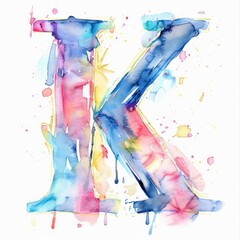 K letter watercolor, white background