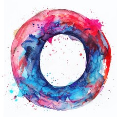 letter O, watercolor painting on a white background