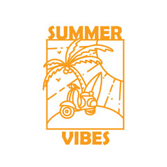 Summer vibes monoline badge design
