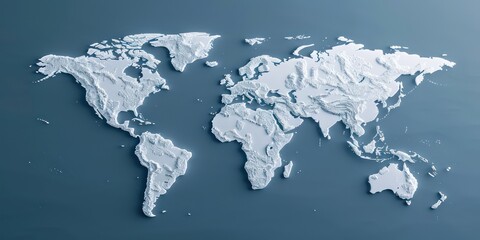 world map clean blue white