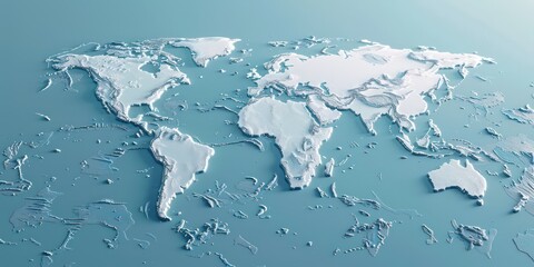 world map clean blue white