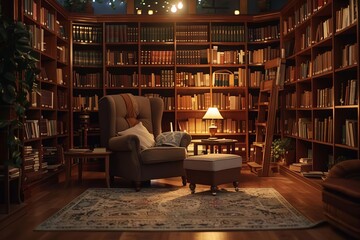 cozy library interior with bookshelves ideal for educational or book review video background