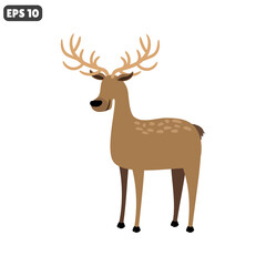 vector illustration of antlered deer animal isolated on white background