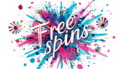 The words Free Spins created in Modern Calligraphy.