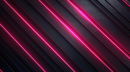 Obraz premium A digital abstract art piece featuring geometric patterns, neon lines and a dark, moody background.