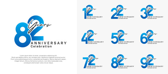 anniversary logotype vector design with black and blue color can be use for special moment celebration