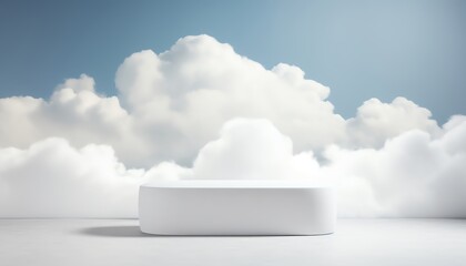 White podium on the clouds. 3d rendering.