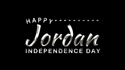 Happy Jordan Independence Day Text Animation on Silver Color. Great for Happy Jordan Independence Day Celebrations, for banner, social media feed wallpaper stories.