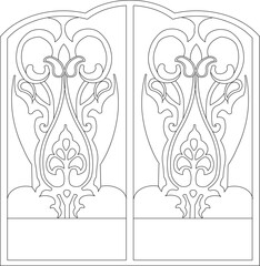 vector illustration, sketch, design, fence gate ornament, vintage classic old iron decoration