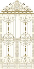 vector illustration, sketch, design, fence gate ornament, vintage classic old iron decoration