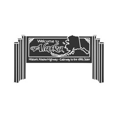 Alaskan Sign Icon Silhouette Illustration. Alaska Vector Graphic Pictogram Symbol Clip Art. Doodle Sketch Black Sign.