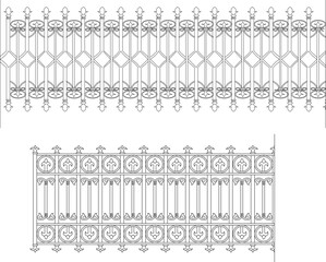 vector illustration sketch design drawing, old classic vintage ethnic traditional jalousie iron decoration ornament