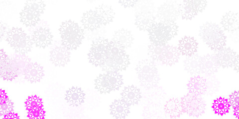 Light purple, pink vector layout with beautiful snowflakes.