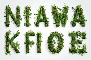 ecofriendly green grass font set natureinspired typography vector illustration