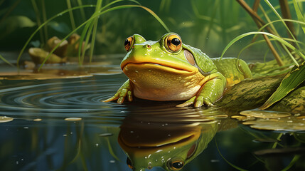 Toads and Frogs Image, Pattern Style, For Wallpaper, Desktop Background, Smartphone Cell Phone Case, Computer Screen, Cell Phone Screen, Smartphone Screen, 16:9 Format - PNG