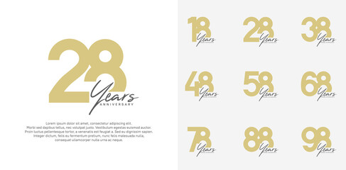 anniversary logotype vector design set with black handwriting, brown color can be use for special day