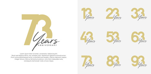 anniversary logotype vector design set with black handwriting, brown color can be use for special day