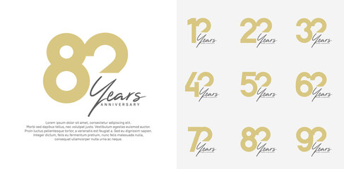 anniversary logotype vector design set with black handwriting, brown color can be use for special day