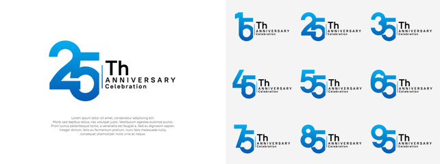 anniversary vector design set blue and black color for celebration day
