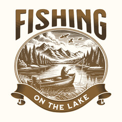 Fishing On The Lake Vector Art, Illustration and Graphic