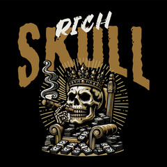 Rich Skull Vector Art, Illustration and Graphic