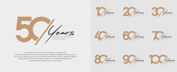 anniversary logotype vector design with slash and black handwriting brown color for special day
