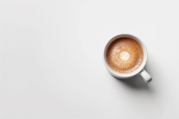Close up white cup of Coffee, latte with beautiful latte art on the white background