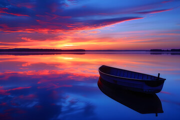 Morning Serenity: A Panoramic Sunrise over a Tranquil Lake