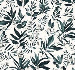 seamless floral pattern with leaves