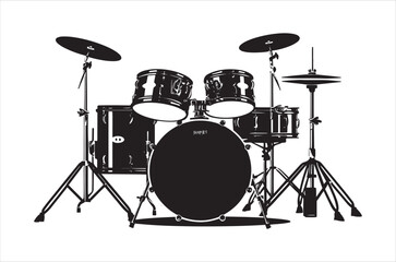 Classic Music drum kit Silhouette Vector. Drum silhouette vector.