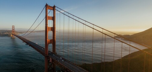 The Golden Gate Bridge at sunet from Marin, California, United States of America.