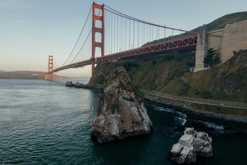 The Golden Gate Bridge at sunet from Marin, California, United States of America.