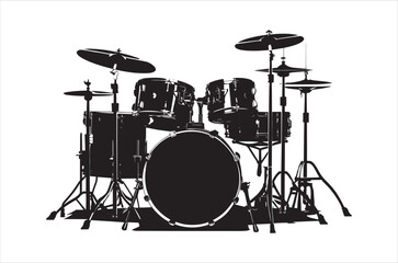 Classic Music drum kit Silhouette Vector. Drum silhouette vector.