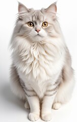 Obraz premium Top view on white longhair cat food isolated on white