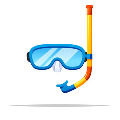 Diving mask with snorkel vector isolated illustration - obrazy, fototapety, plakaty
