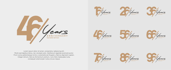 anniversary logotype vector design with slash and black handwriting brown color for special day