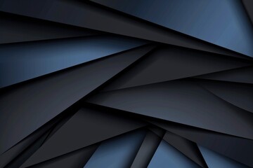 Modern black blue abstract background. Minimal. Color gradient. Dark. Web banner. Geometric shape. 3d effect. Lines stripes triangles. Design. Futuristic. Cut paper or metal effect - generative ai