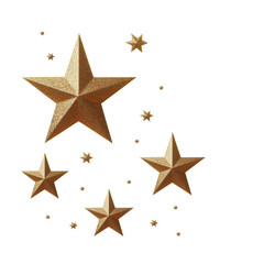 Gold stars sparkle suitable for award ceremonies, achievements, education, recognition, rewards, certificates, and excellence concepts.
