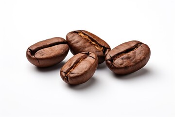 Naklejka premium Four coffee beans on isolated white Background