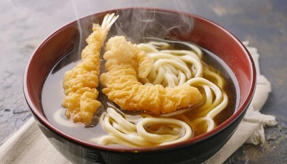 日本の代表的な家庭料理の天ぷらうどん